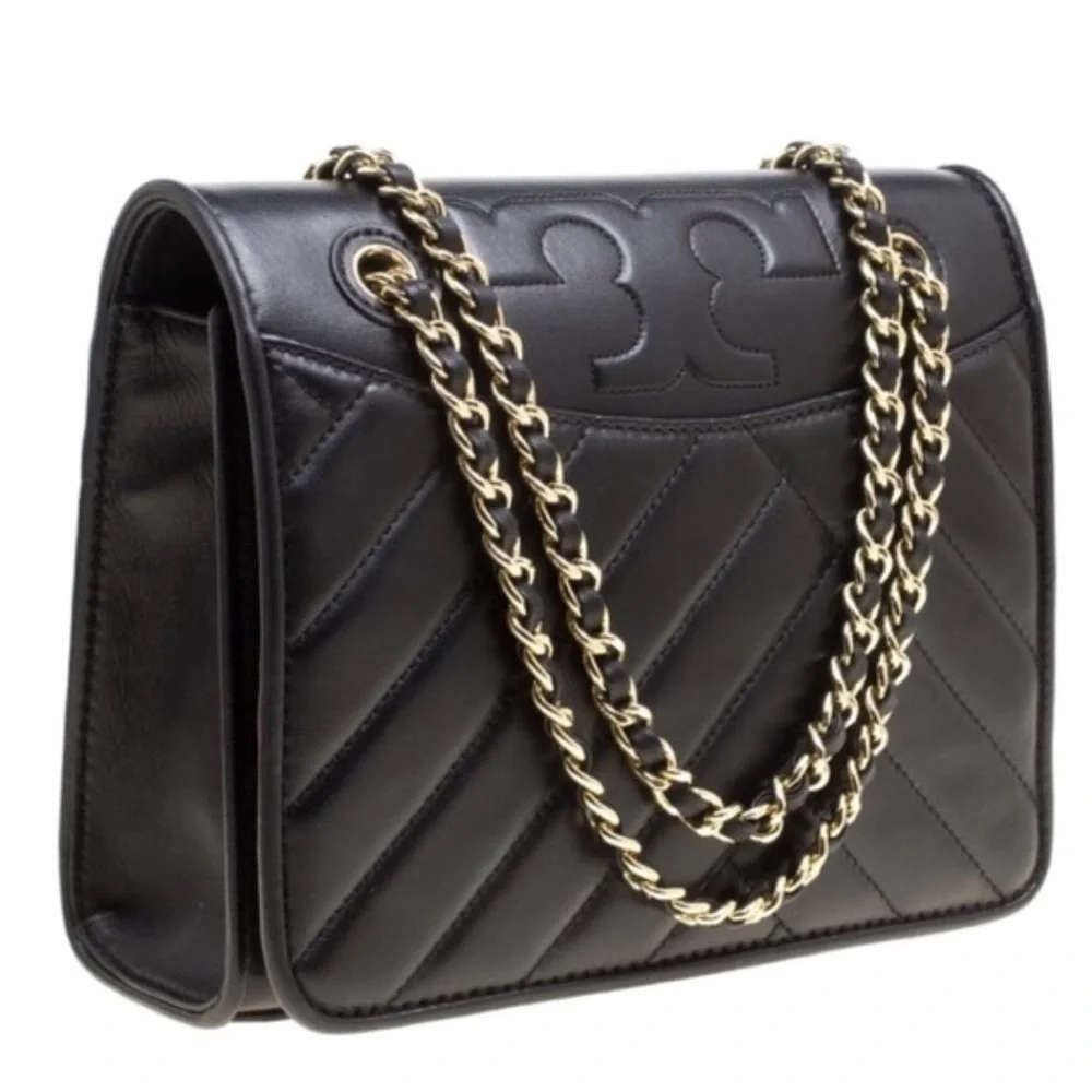 Tory Burch Alexa Medium Convertible Shoulder Bag - Black Quilted Leather